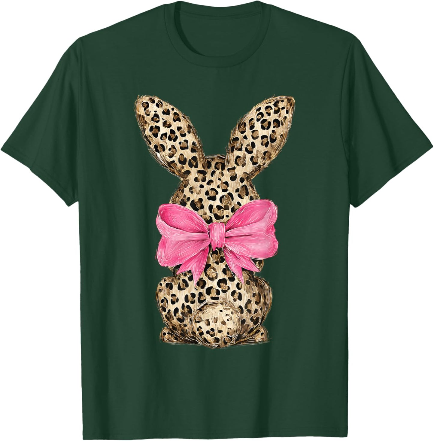 Easter Bunny Coquette Bow Leopard Easter Day Girl Women T-Shirt - T-Shirt | Forest