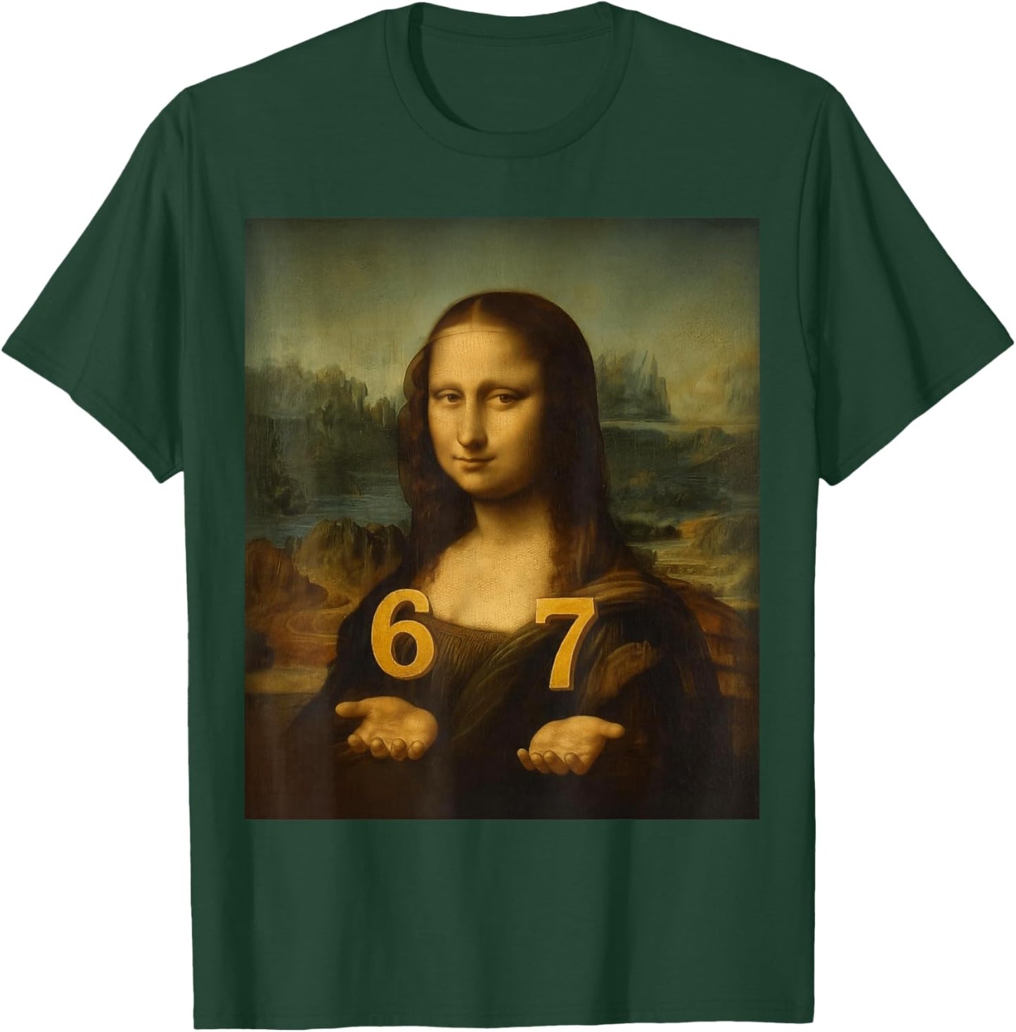 6 7 Six Seven Meme 67 Funny Mona Lisa Gen Z Alpha Slang T-Shirt - T-Shirt | Forest