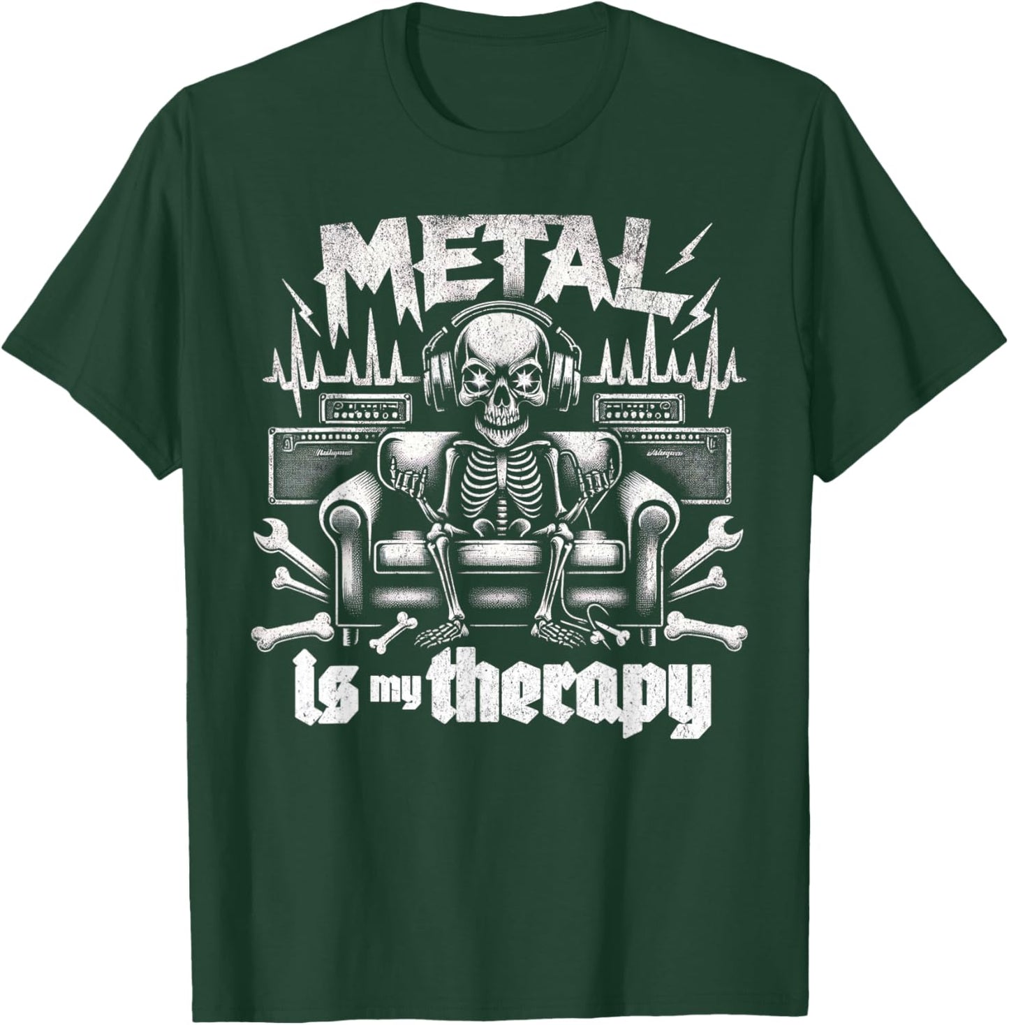 Metal is My Therapy Funny Headbanger Mental Health Metalhead T-Shirt - T-Shirt | Forest