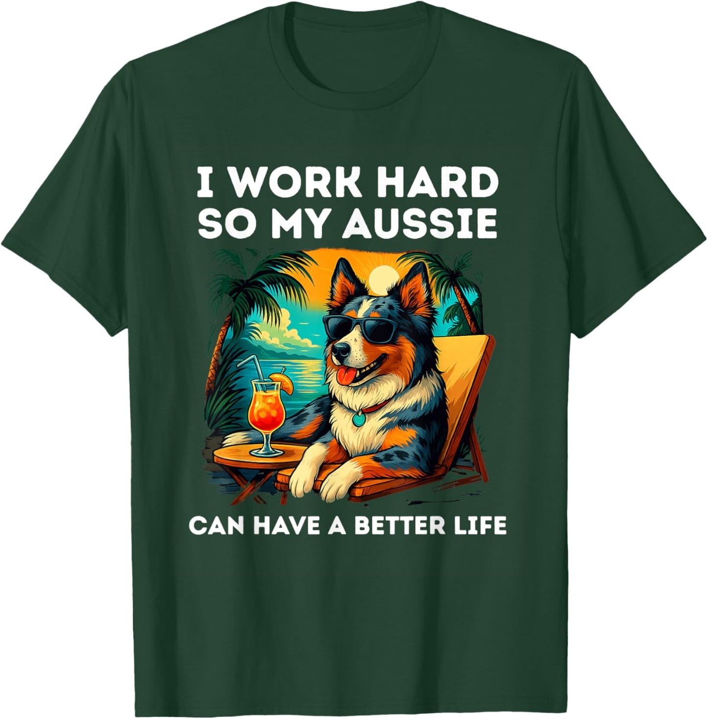 Blue Merle Australian Shepherd Lover Dog Design T-Shirt - T-Shirt | Forest