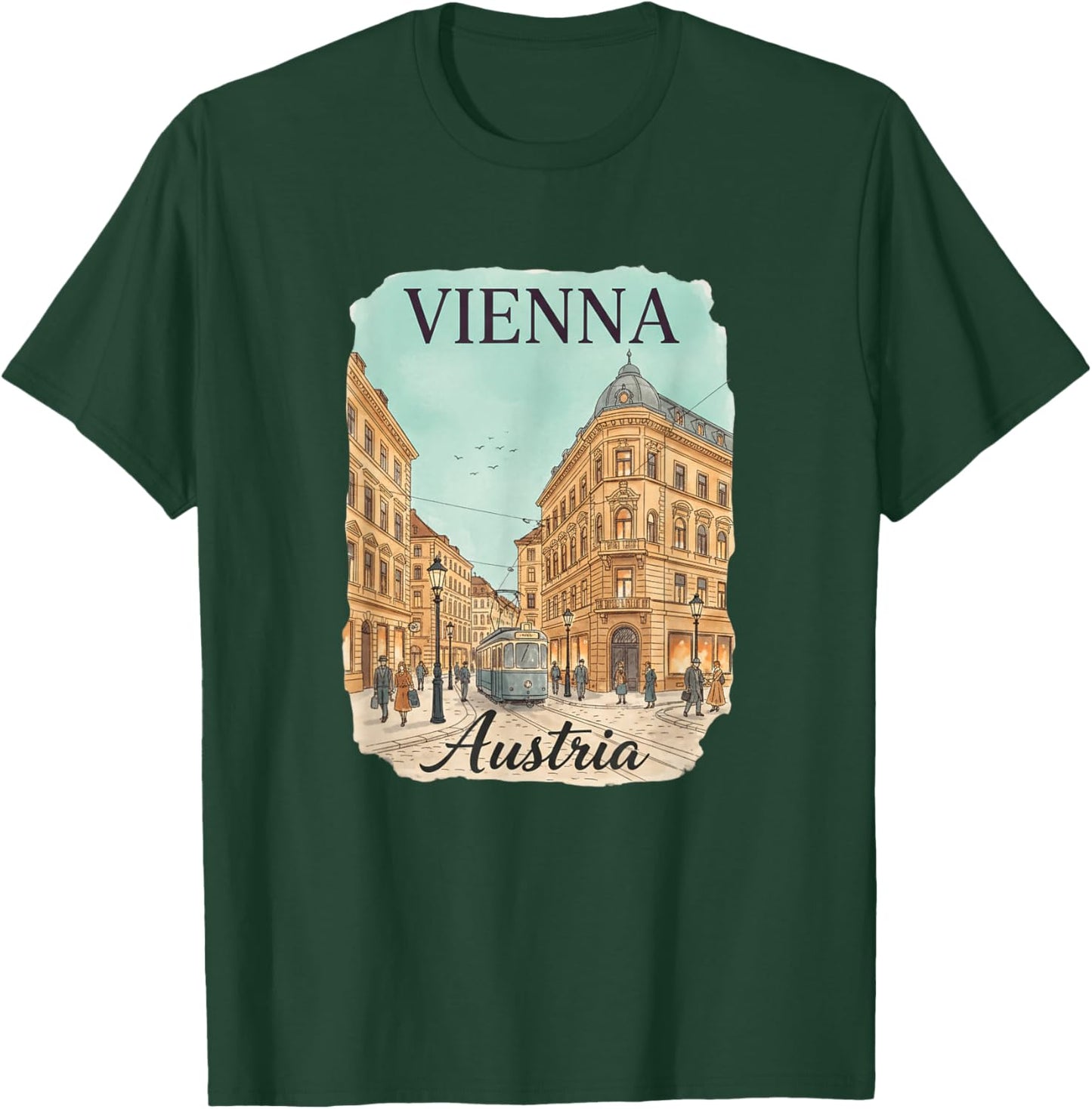 Vienna Austria Vintage Street Scene Travel Souvenir for Kids T-Shirt - T-Shirt | Forest