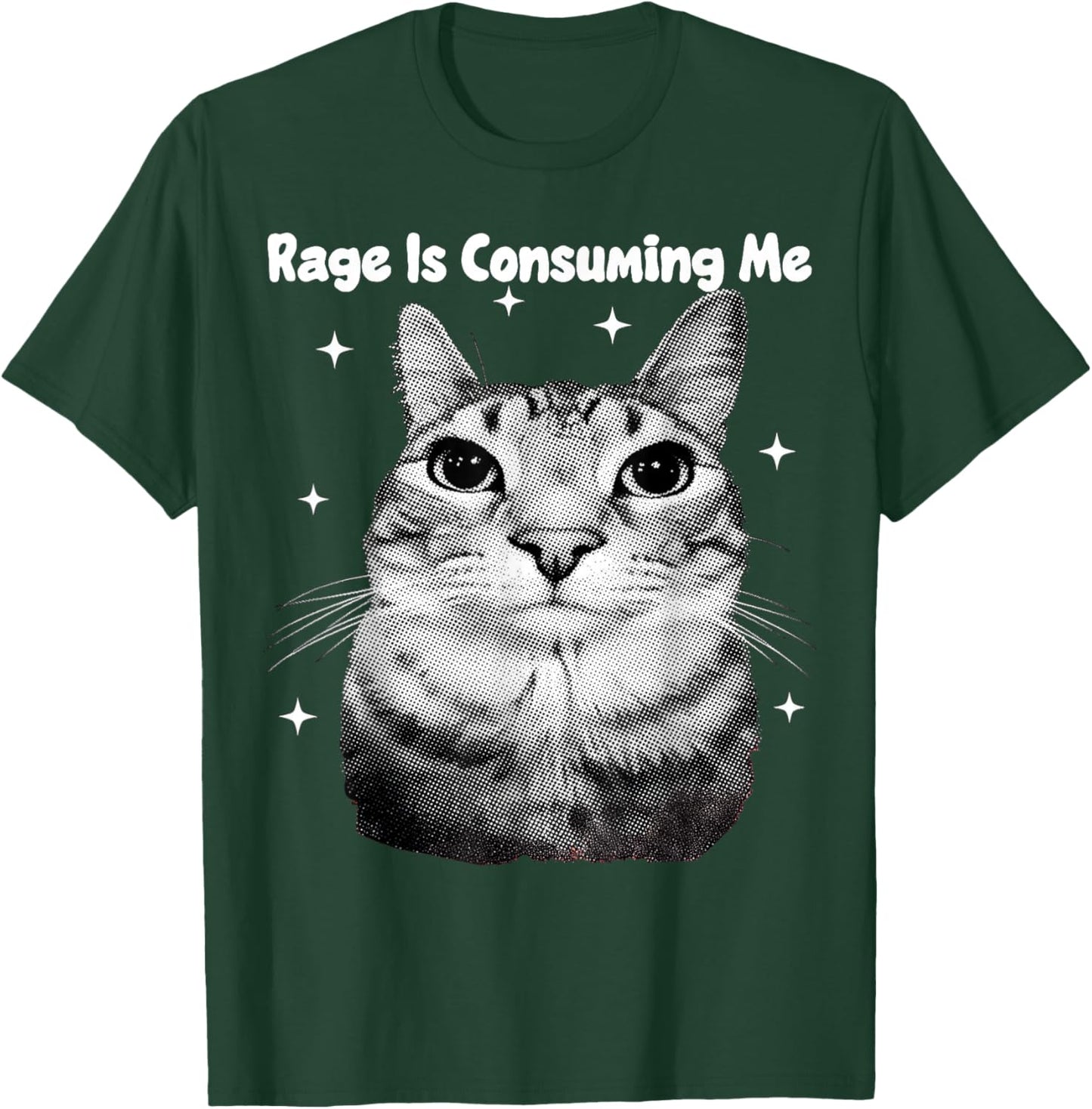 Y2K Cat Rage is Consuming Me Silly Staring Cat Meme Silly T-Shirt - T-Shirt | Forest
