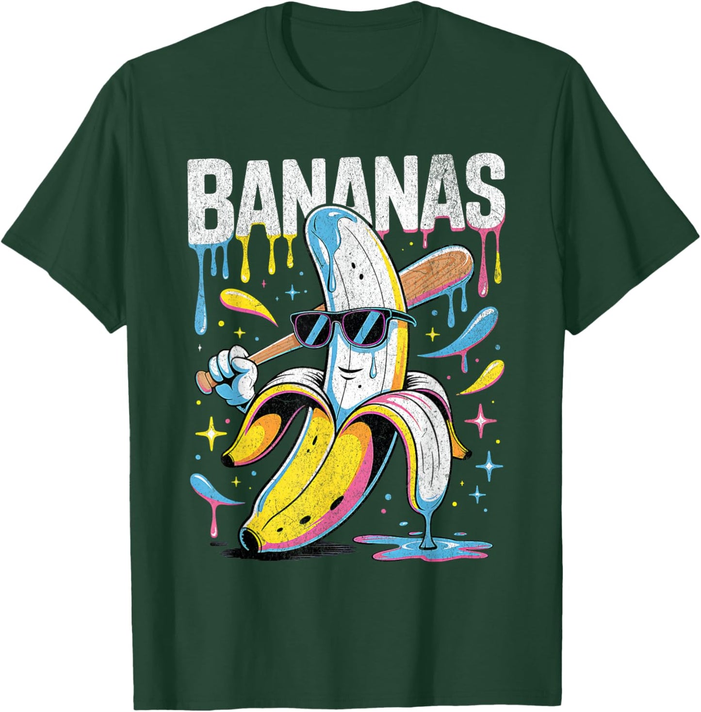 Banana Funny Baseball Drip Kids Youth Boys Girls Sport Teens T-Shirt - T-Shirt | Forest