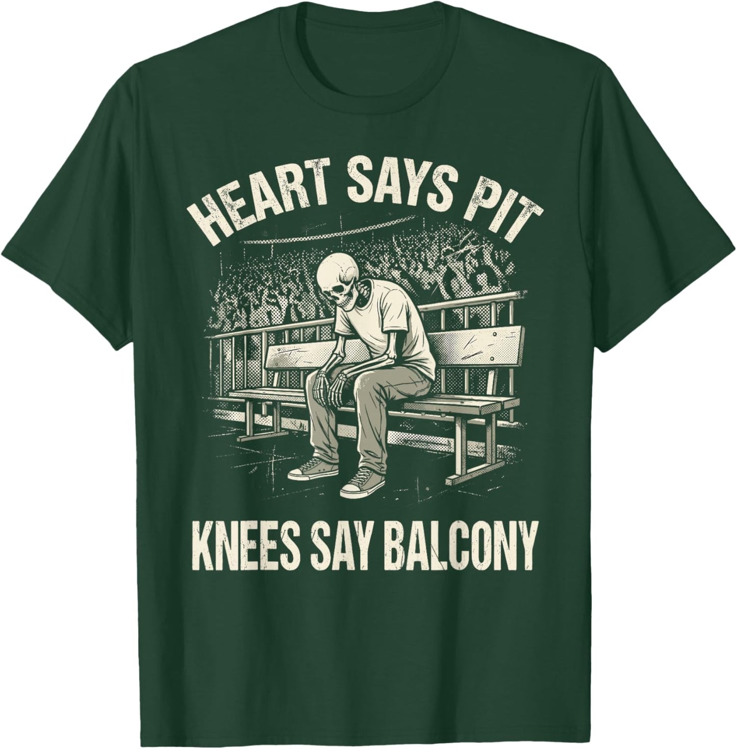 Heart Says Pit Knees Say Balcony Aging Rocker Skeleton T-Shirt - T-Shirt | Forest