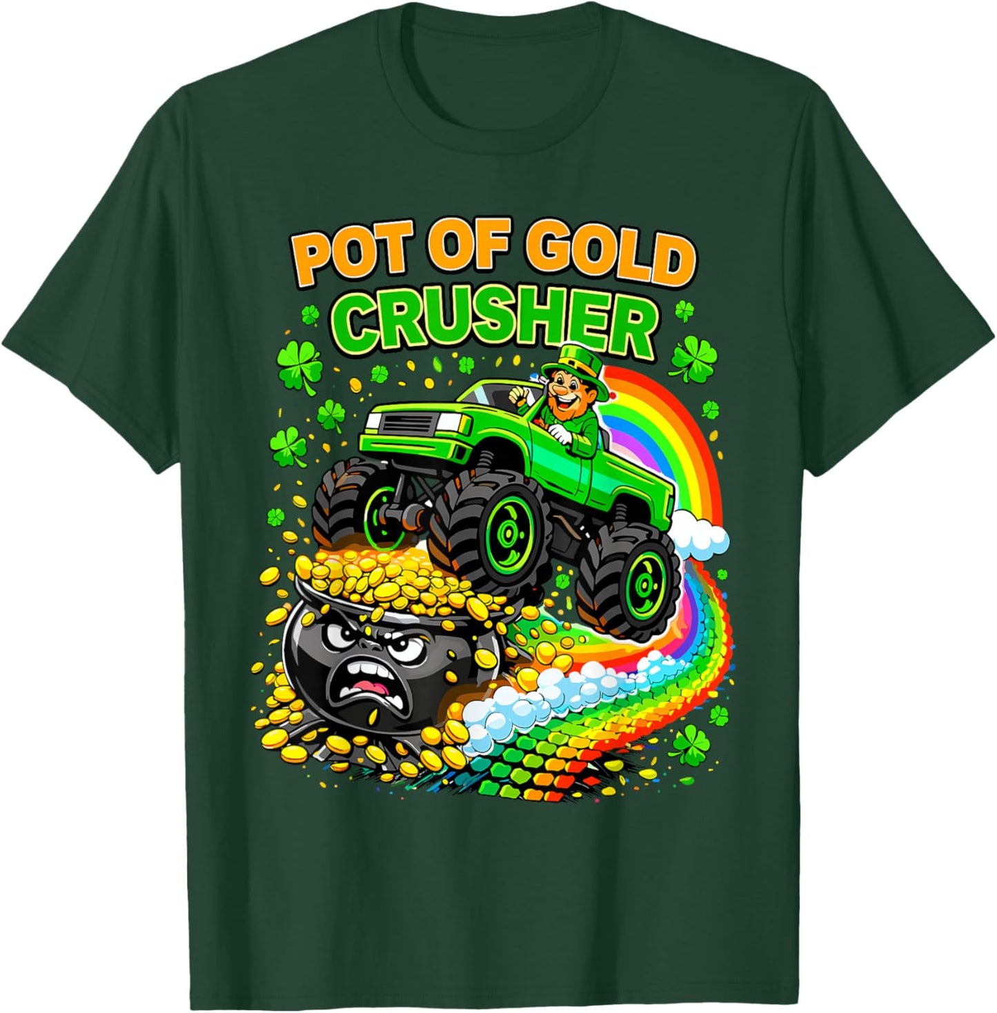 Pot of Gold Crusher Monster Truck St. Patrick’s Day Kids T-Shirt - T-Shirt | Forest