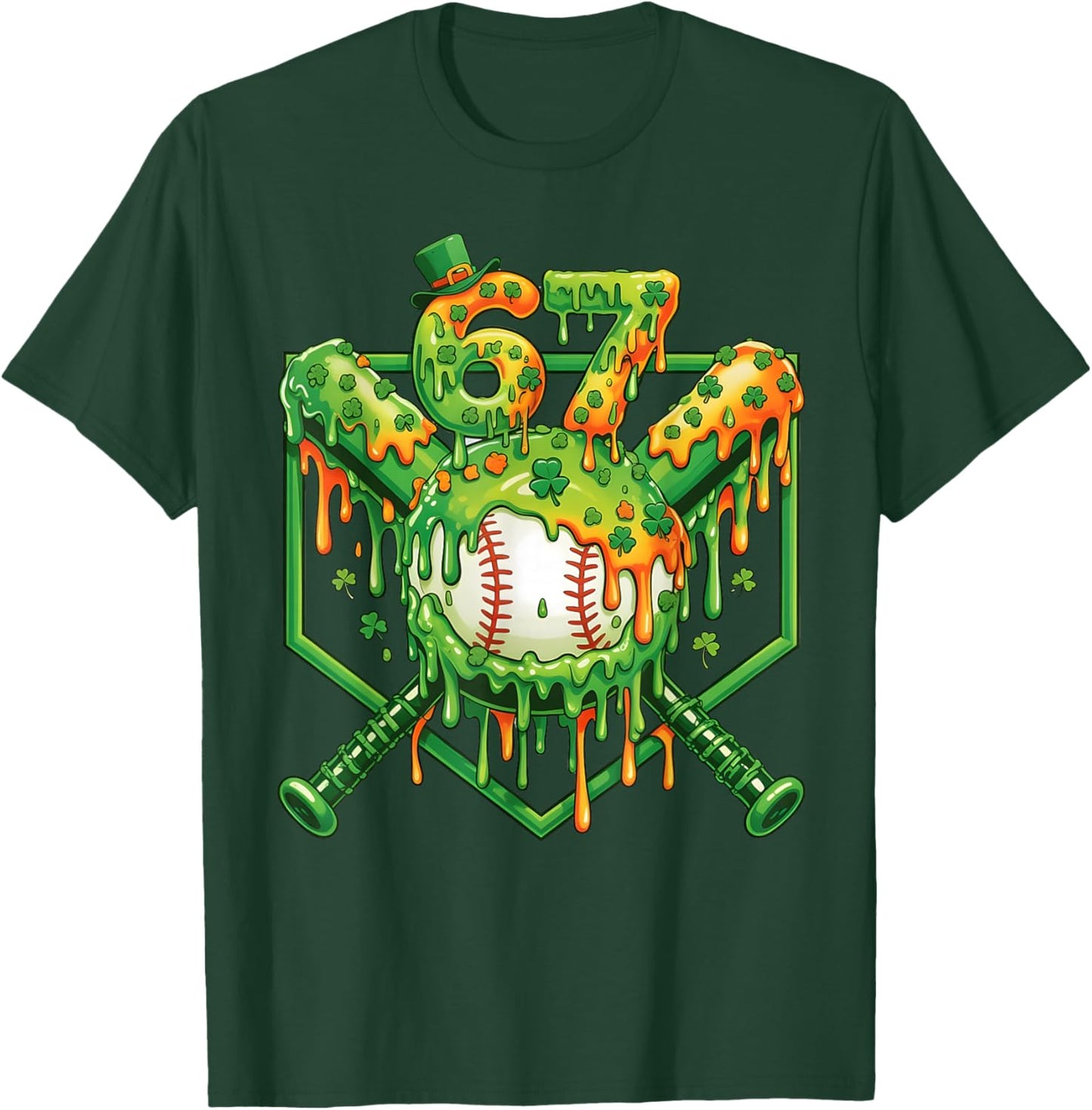 Baseball Drip St Patricks Day Boys Baseball St Patricks Day T-Shirt - T-Shirt | Forest