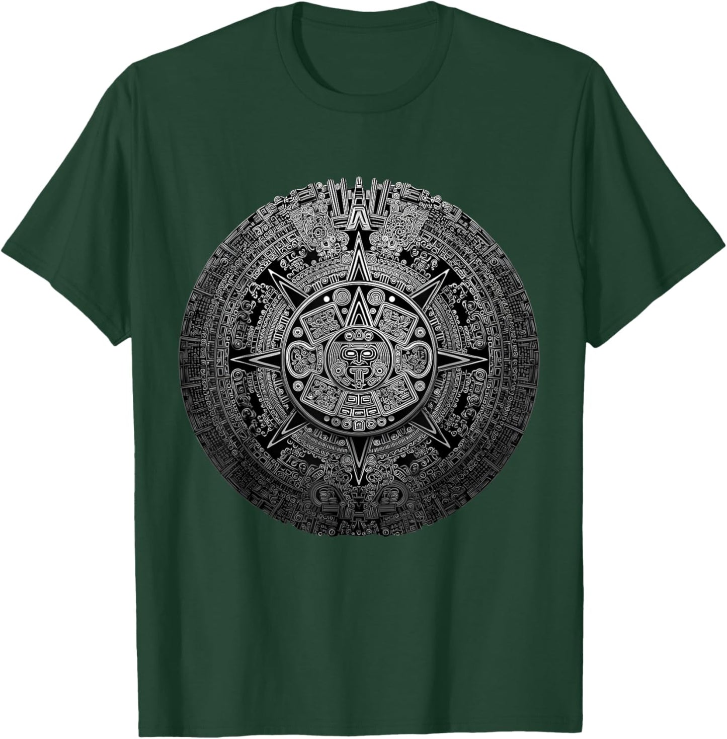 Ancient Mayan Calendar Maya Aztec Mexican Sun Stone Azteca T-Shirt - T-Shirt | Forest