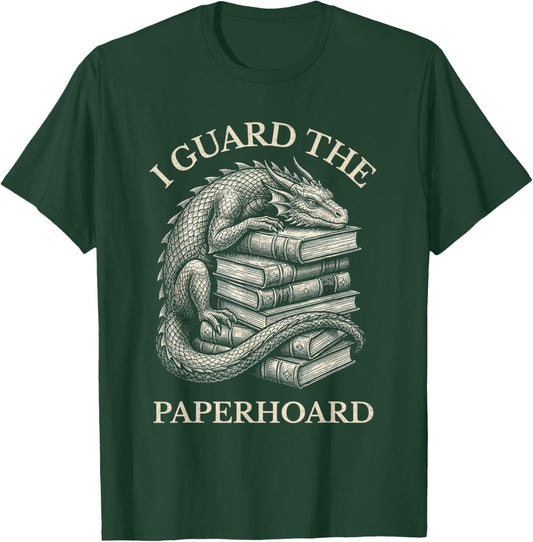Vintage Dragons & Books Dark Academia Funny Librarian Gift T-Shirt - T-Shirt | Forest