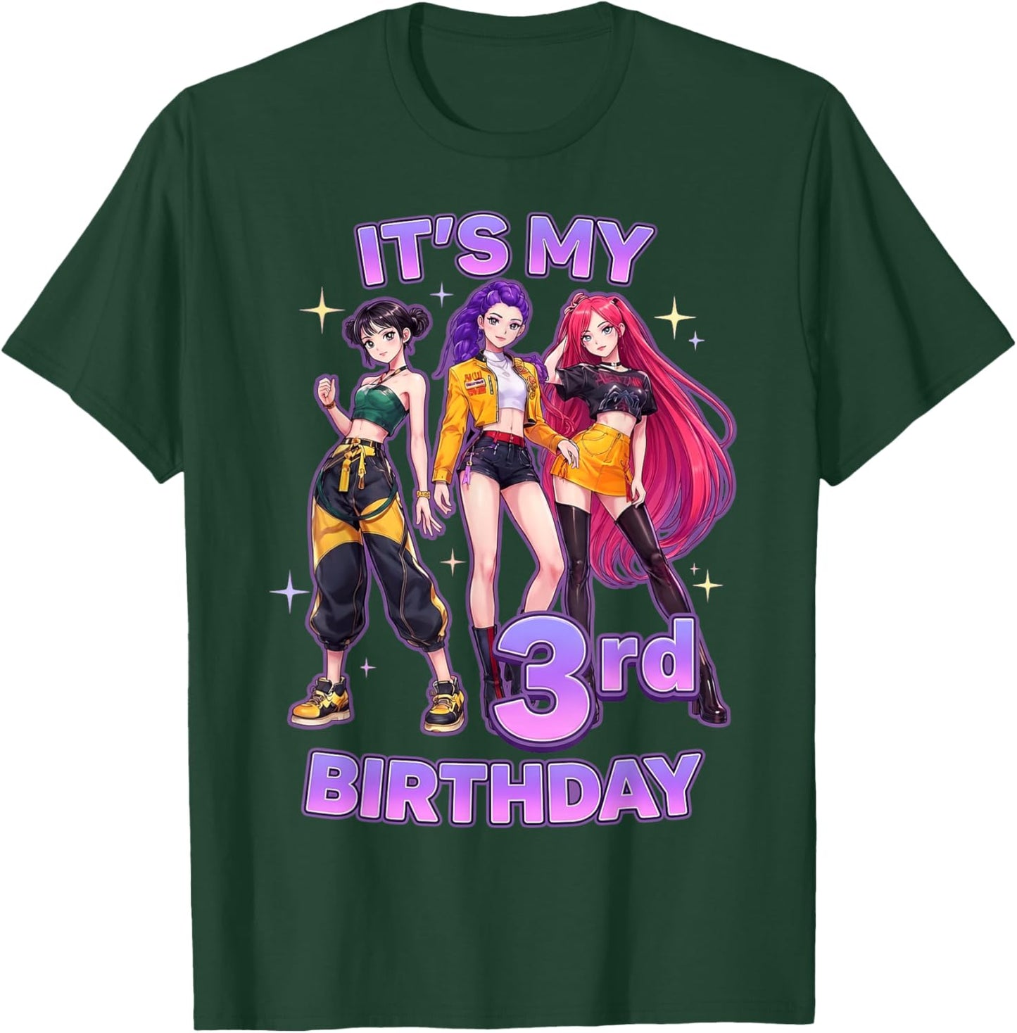 3 Years Old Birthday K pop Kids 3rd Bday Girls K-pop T-Shirt - T-Shirt | Forest