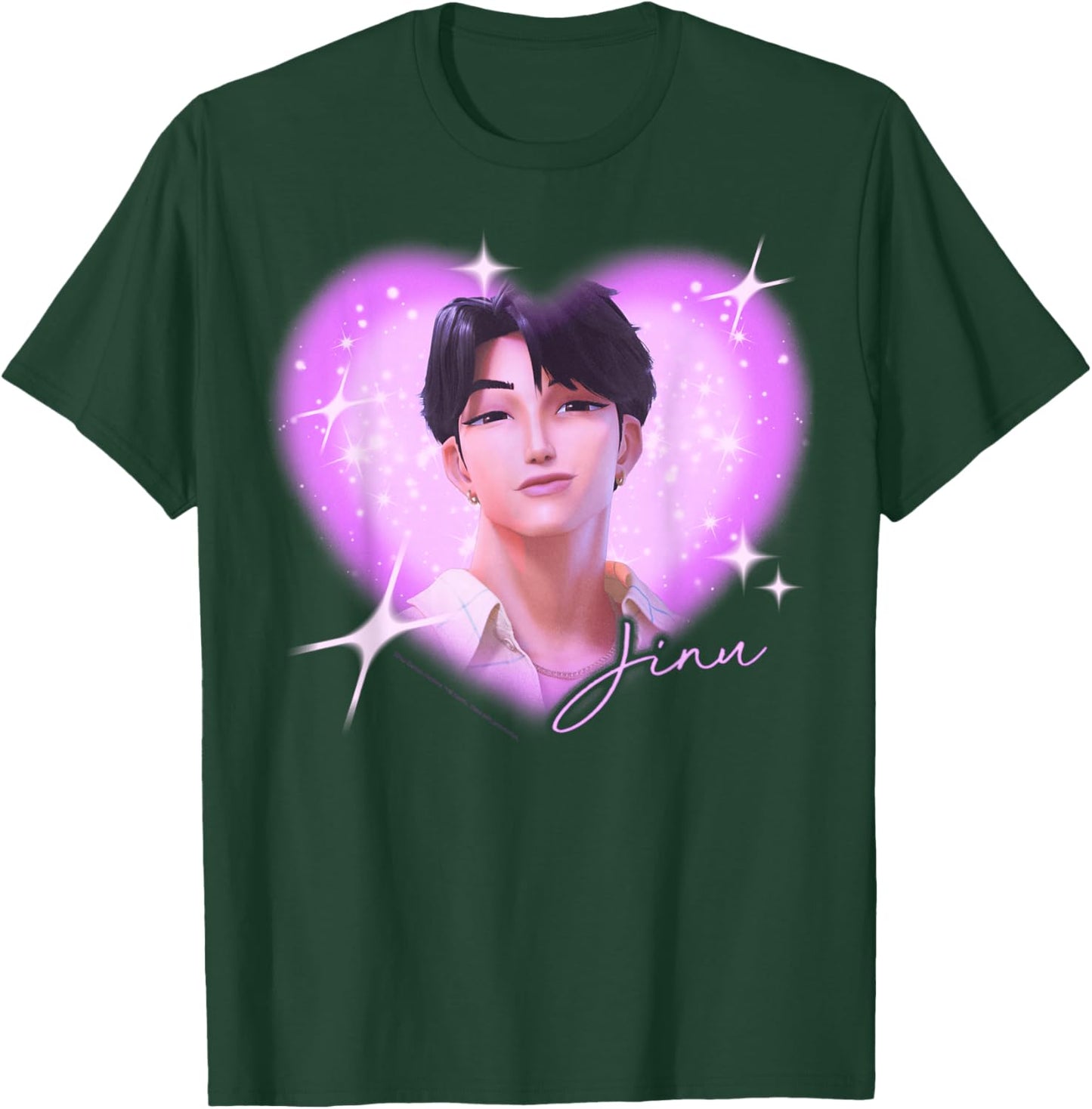 Kpop Demon Hunters The Saja Boys Jinu Charming Gaze Heart T-Shirt - T-Shirt | Forest
