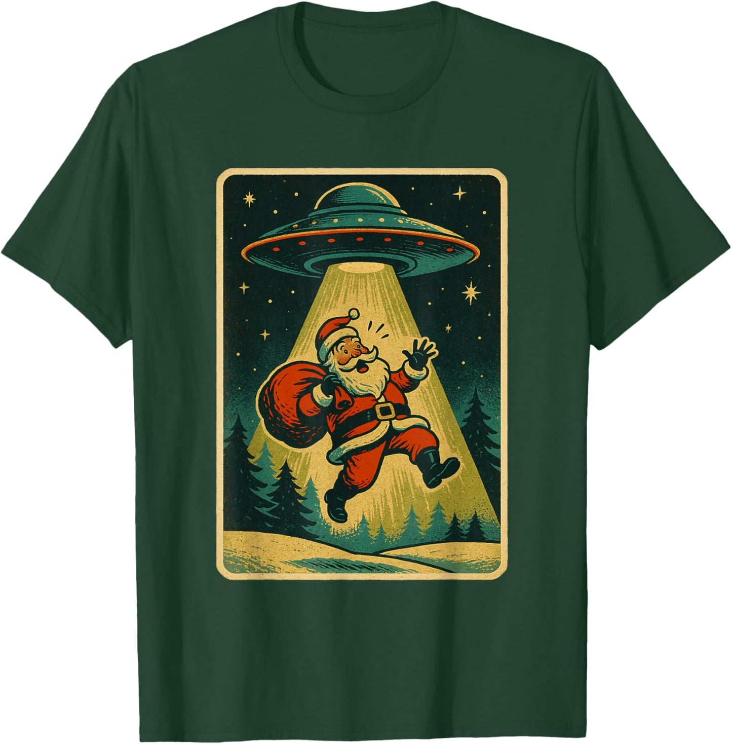 Alien Abduction Santa Christmas Men Women Kids Xmas T-Shirt - T-Shirt | Forest