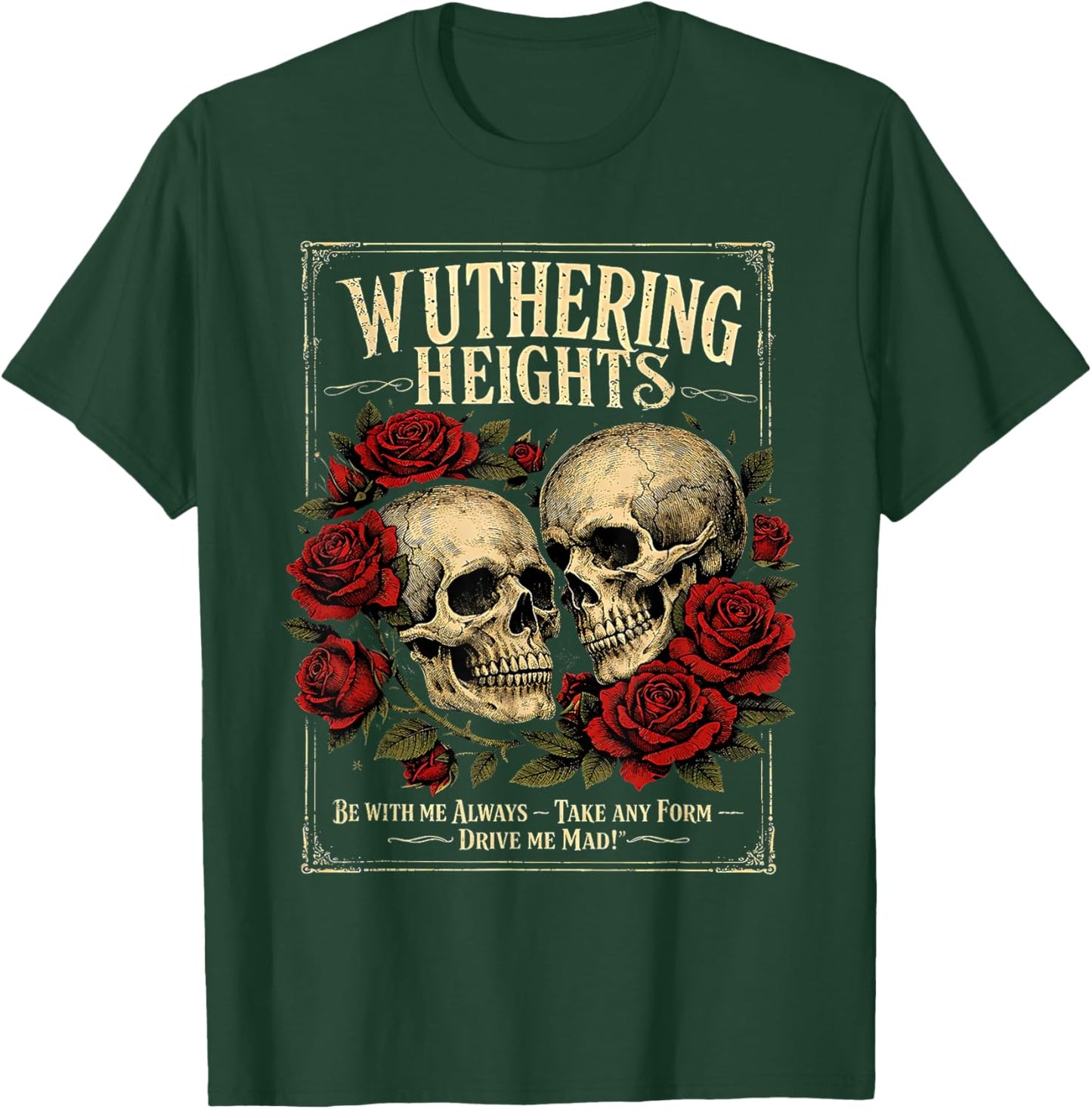 Wuthering Heights Gothic Skull Literary Art T-Shirt - T-Shirt | Forest