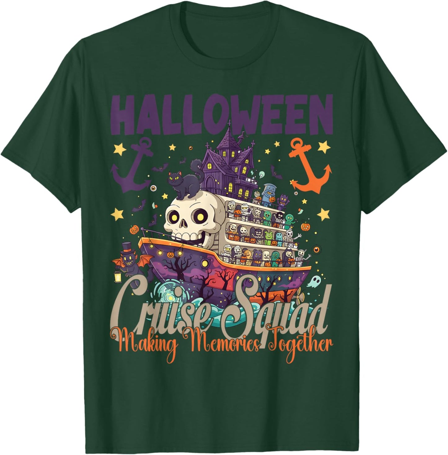 Halloween Cruise Squad 2025 Halloween Trip Family Cruising T-Shirt - T-Shirt | Forest