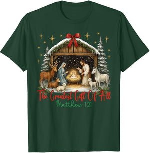 Jesus Nativity Scene The Greatest of All Merry Christmas T-Shirt - T-Shirt | Forest