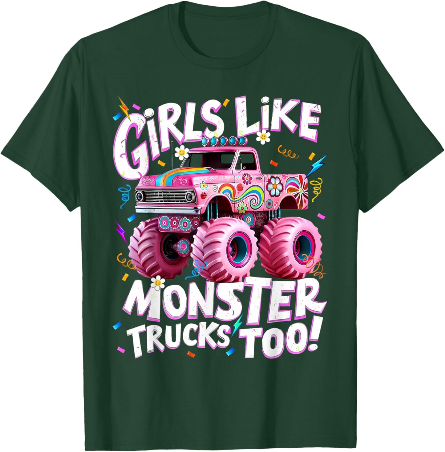 Girls Like Monster Trucks Too Groovy Monster Truck Girls T-Shirt - T-Shirt | Forest