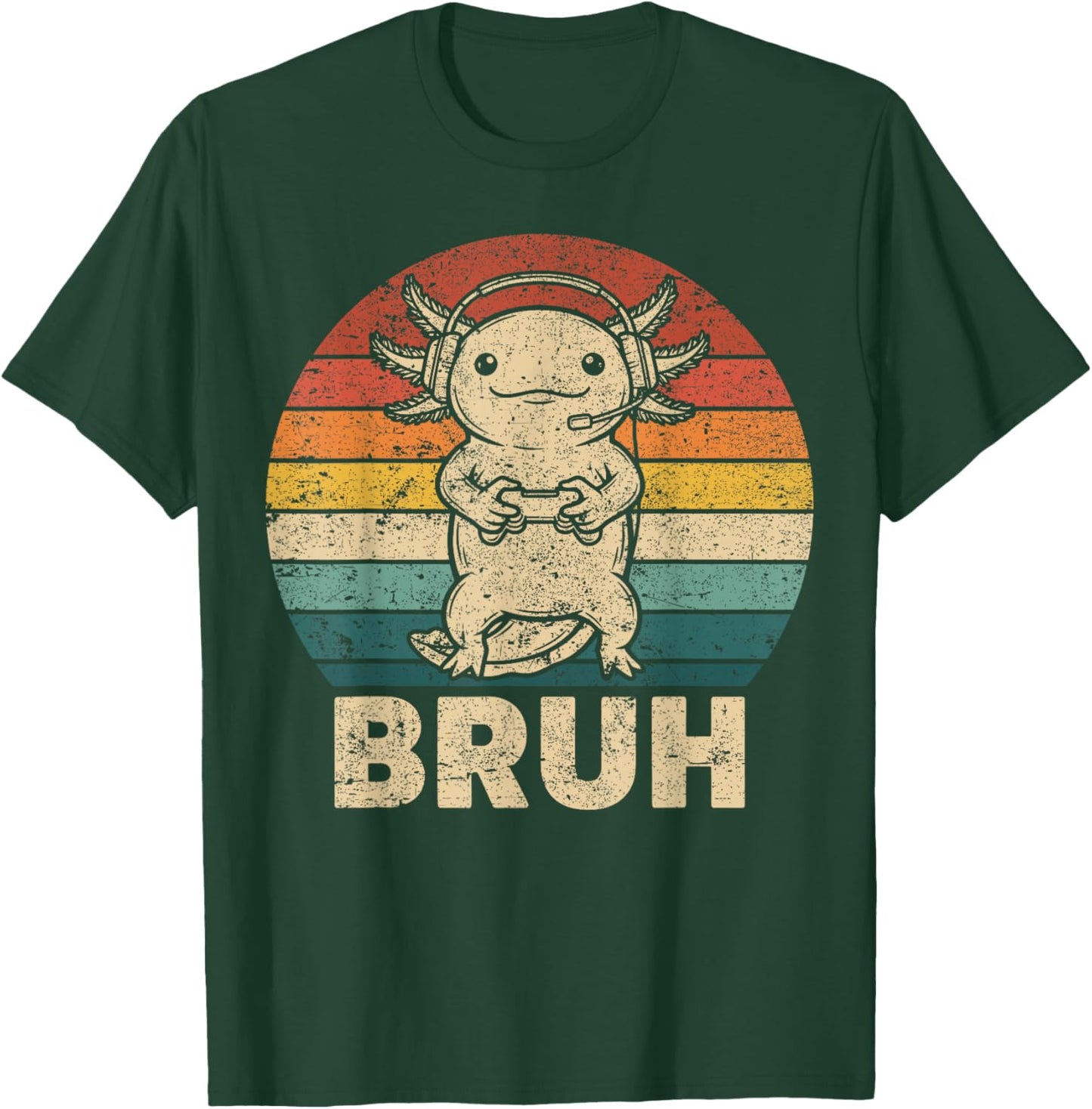 Gamer Axolotl Bruh Graphic for Boys Girls Men Women T-Shirt - T-Shirt | Forest