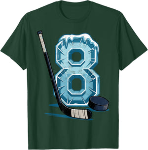 Ice Hockey 8 Years Birthday Boy 8th Bday Kids Hockey Party T-Shirt - T-Shirt | Forest