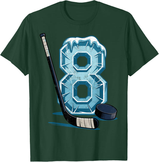 Ice Hockey 8 Years Birthday Boy 8th Bday Kids Hockey Party T-Shirt - T-Shirt | Forest