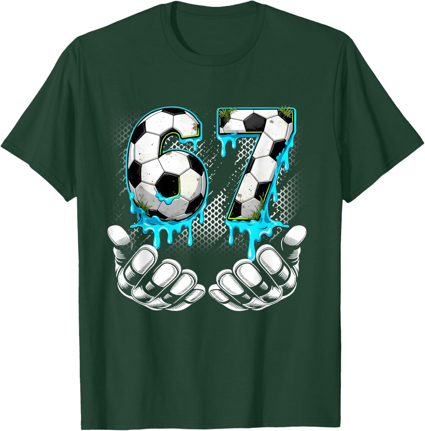 Boys Soccer 67 6 7 Six Seven Meme Funny Gen Alpha Meme Drip T-Shirt - T-Shirt | Forest