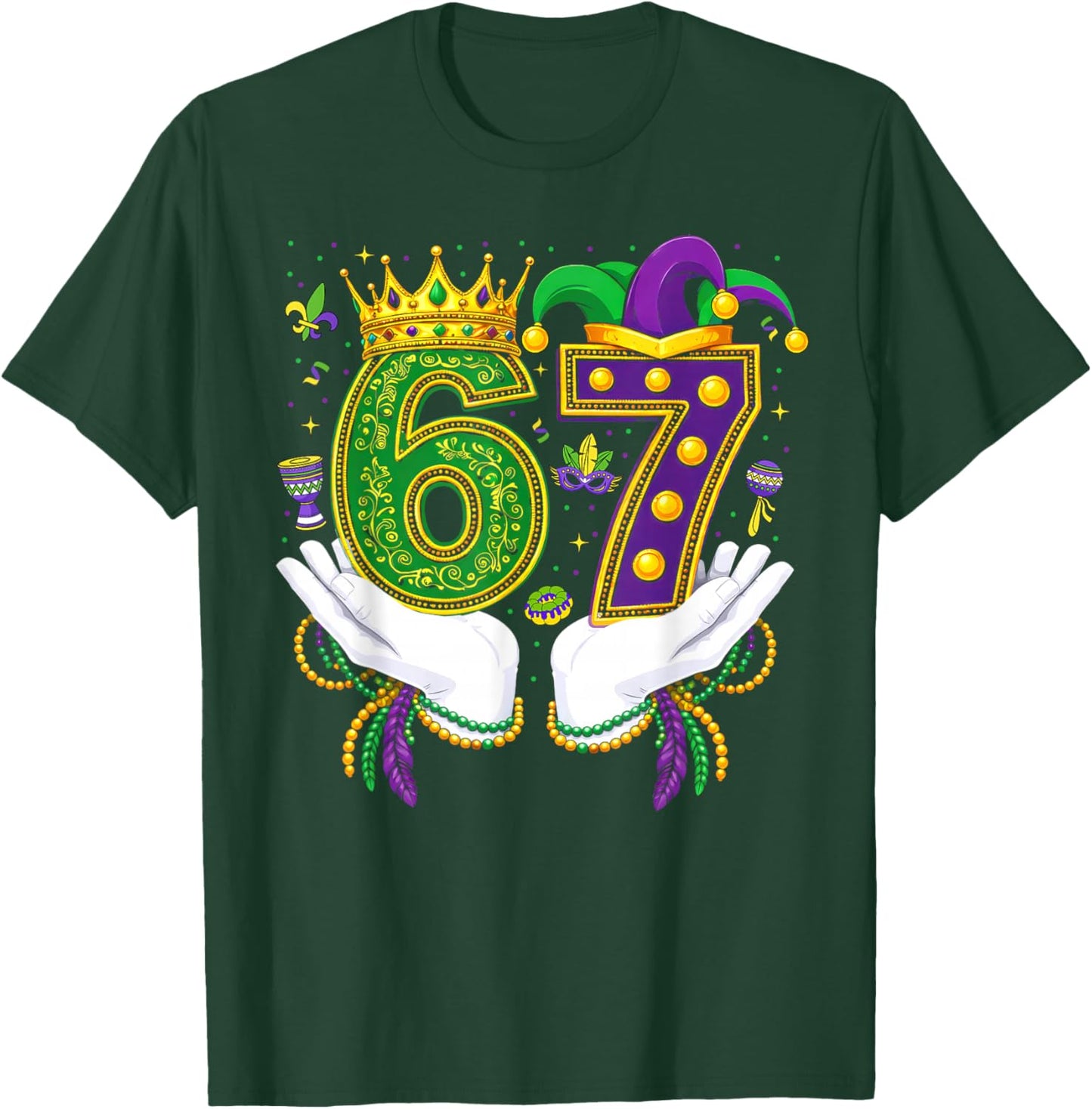 67 Mardi Gras Funny Six Seven Boys Girls Kids 6 7 Meme T-Shirt - T-Shirt | Forest