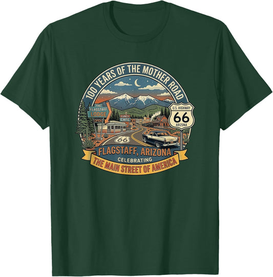 Retro Flagstaff Arizona US Highway 66 Centennial Souvenir T-Shirt - T-Shirt | Forest