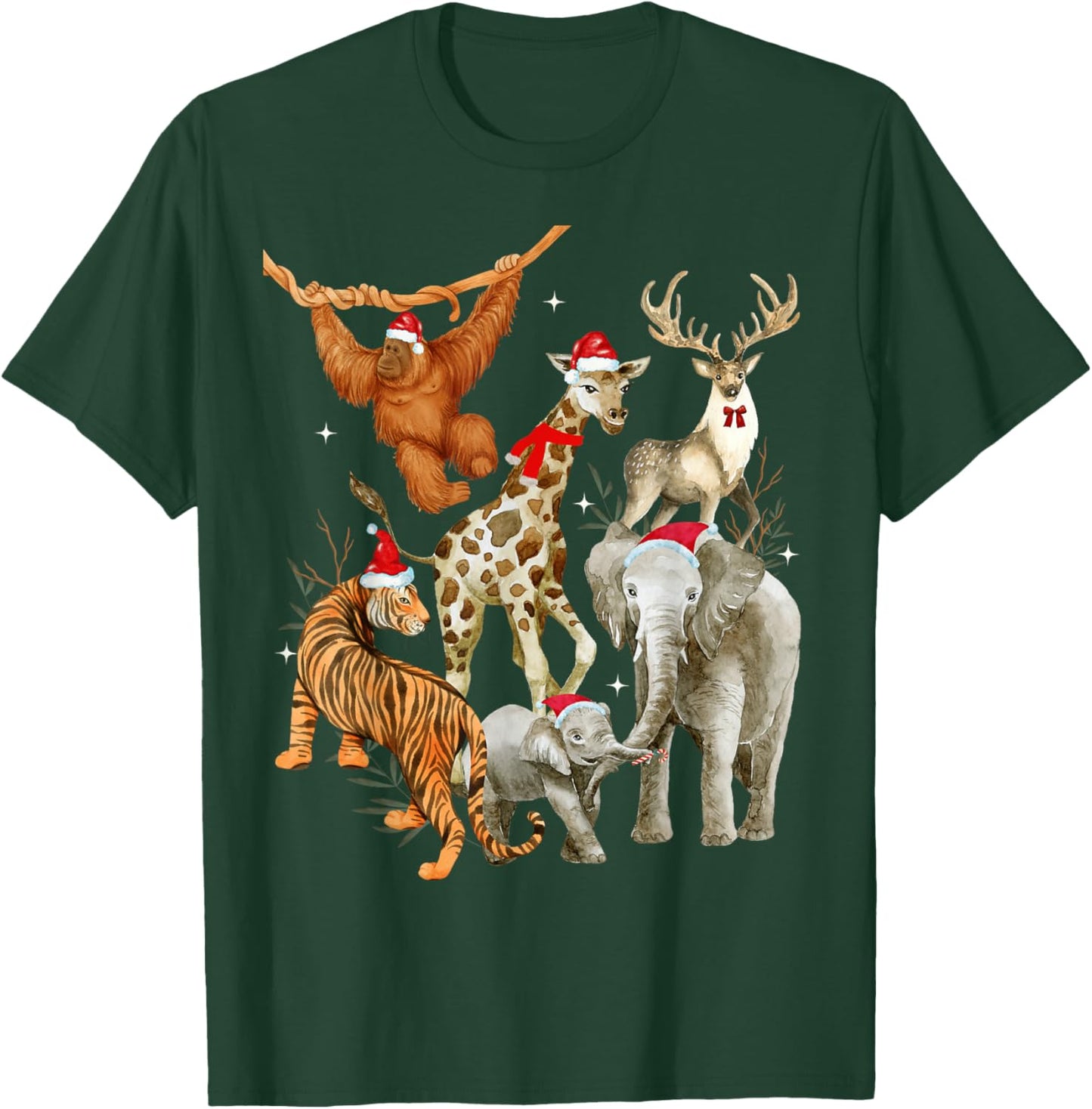 Christmas Men Women Kids Wildlife Zoo Day Beautiful Animals T-Shirt - T-Shirt | Forest
