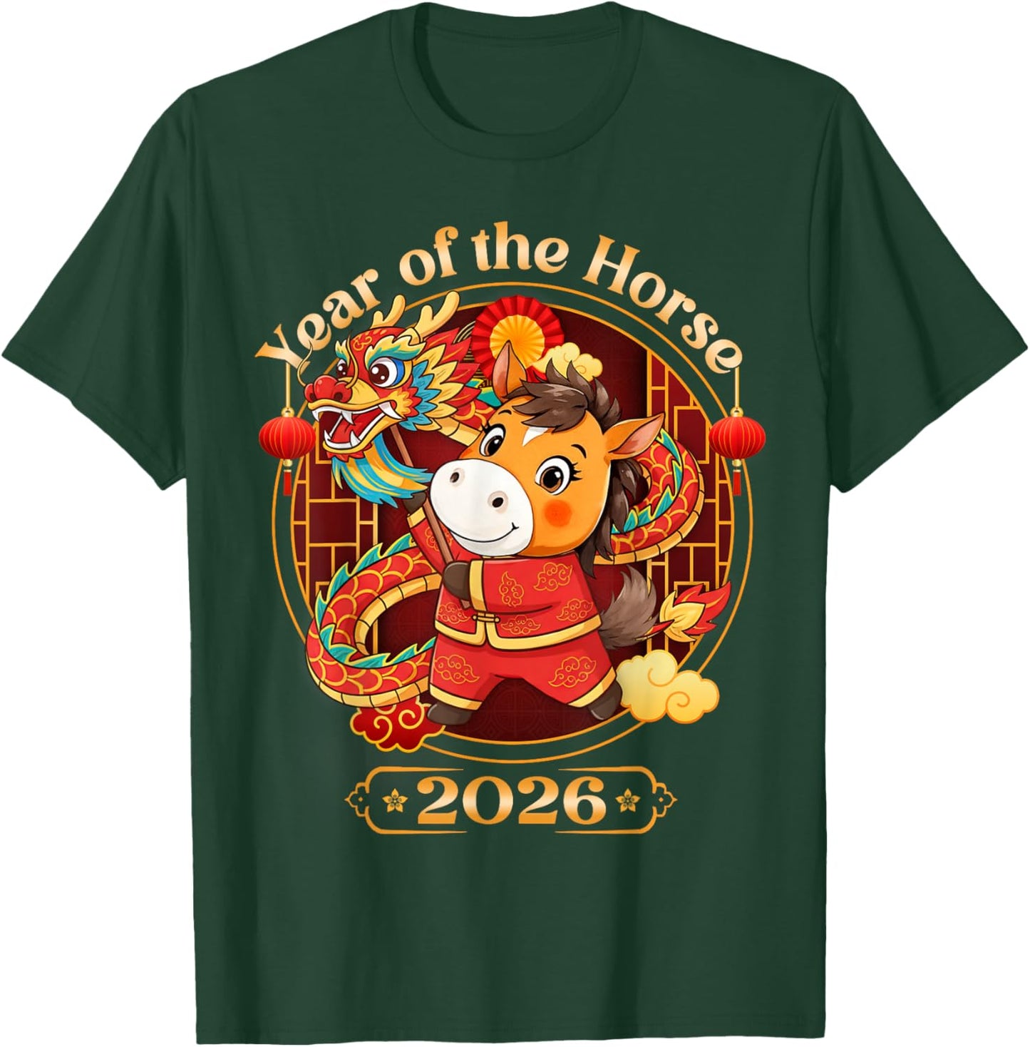 Chinese New Year 2026 Clothes Boys Girls Year of The Horse T-Shirt - T-Shirt | Forest