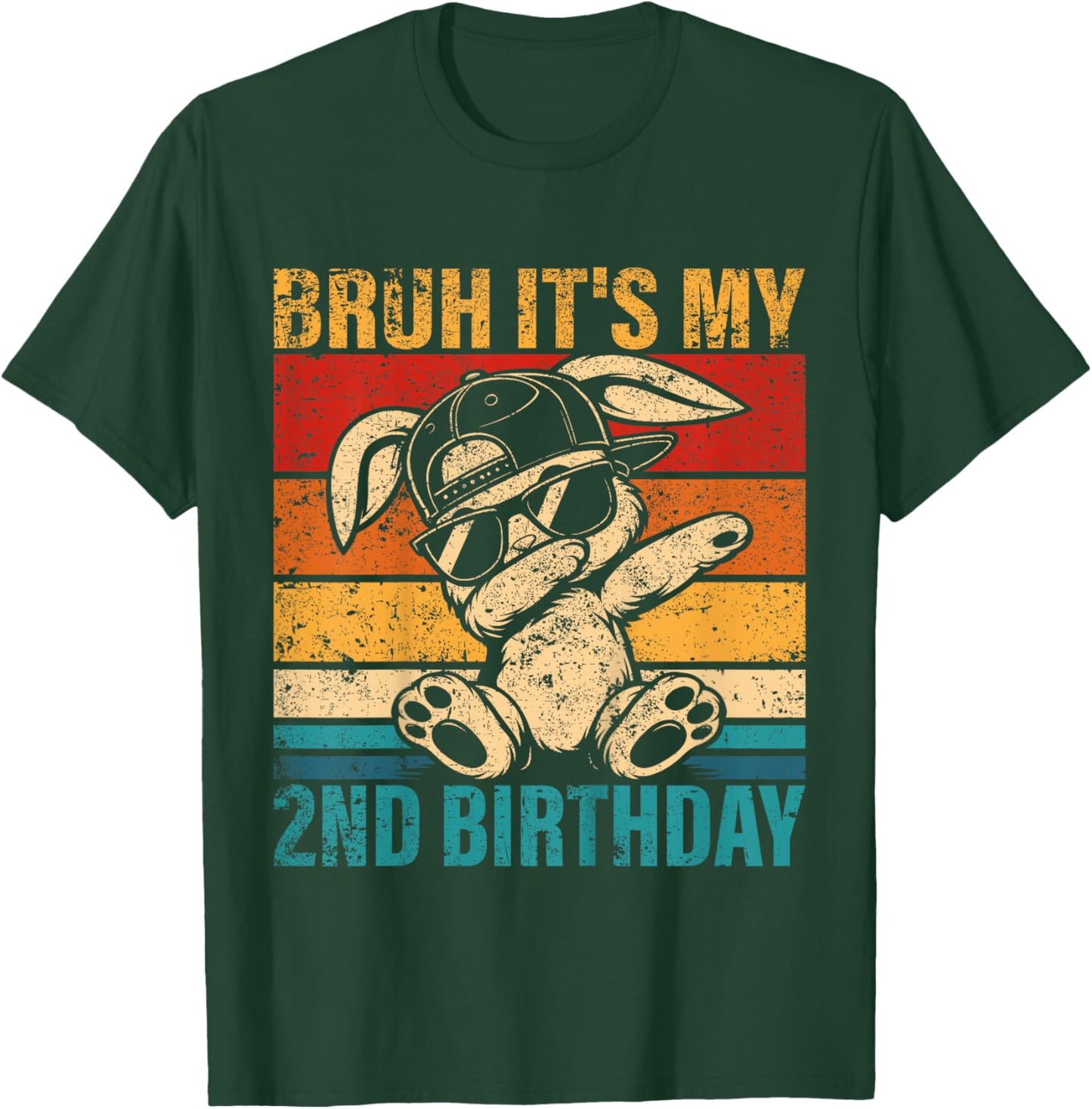 2 Year Old Birthday Dabbing Bunny Bruh It's My 2nd Birthday T-Shirt - T-Shirt | Forest