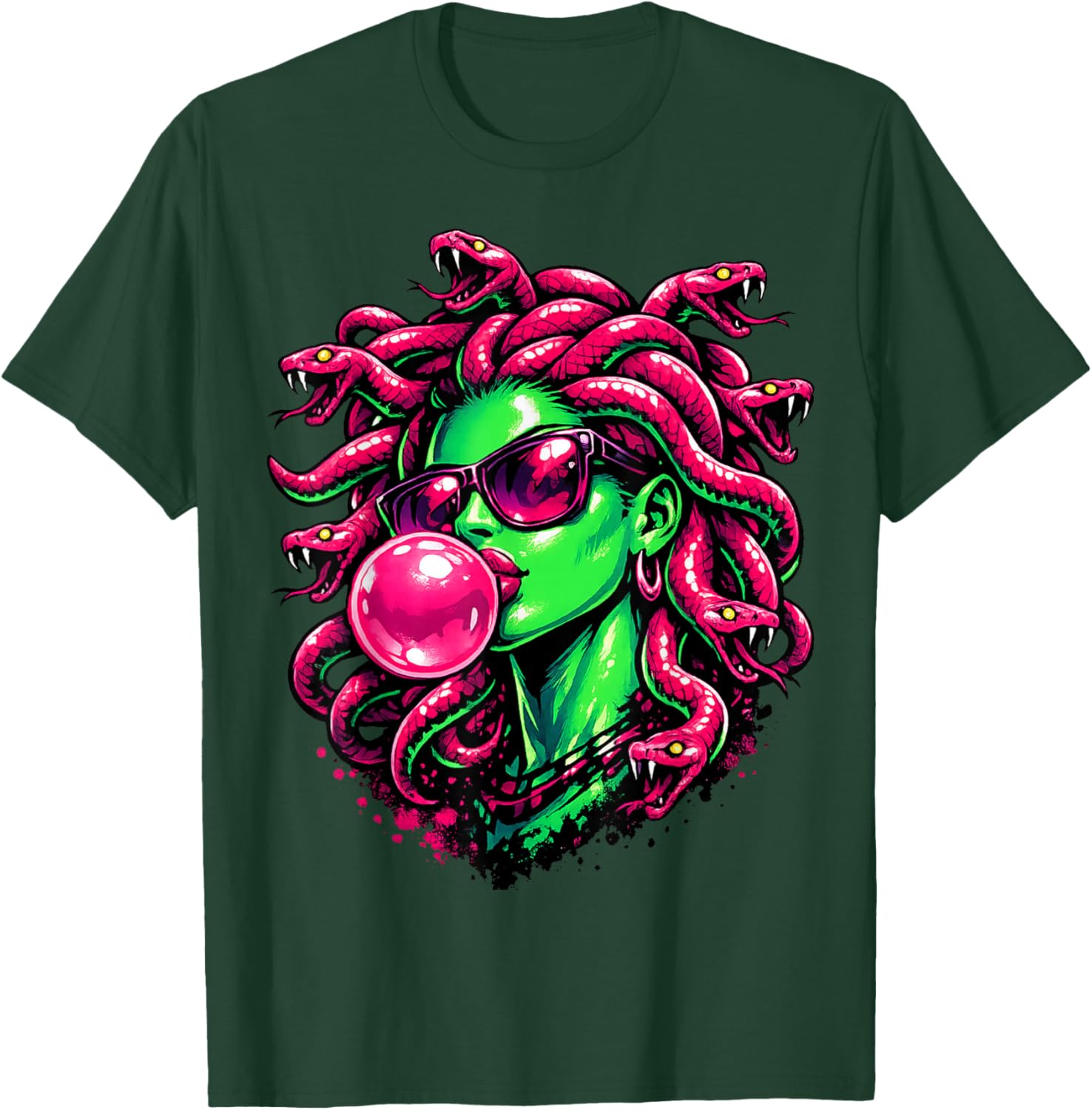 Medusa Bubblegum Greek Mythological Snake Hair Goddess T-Shirt - T-Shirt | Forest