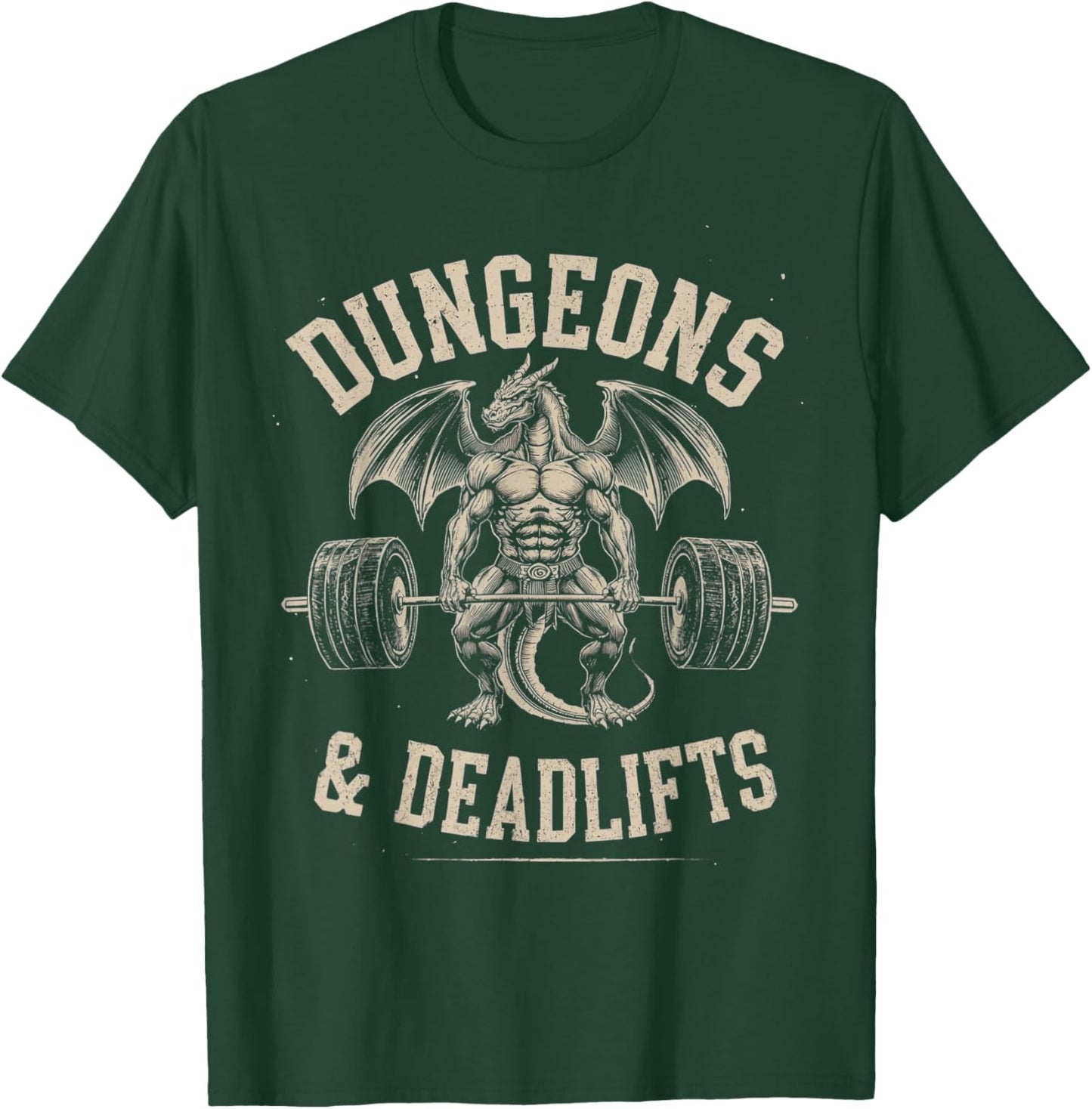 Dungeons and Deadlifts Gym Workout Fantasy T-Shirt - T-Shirt | Forest