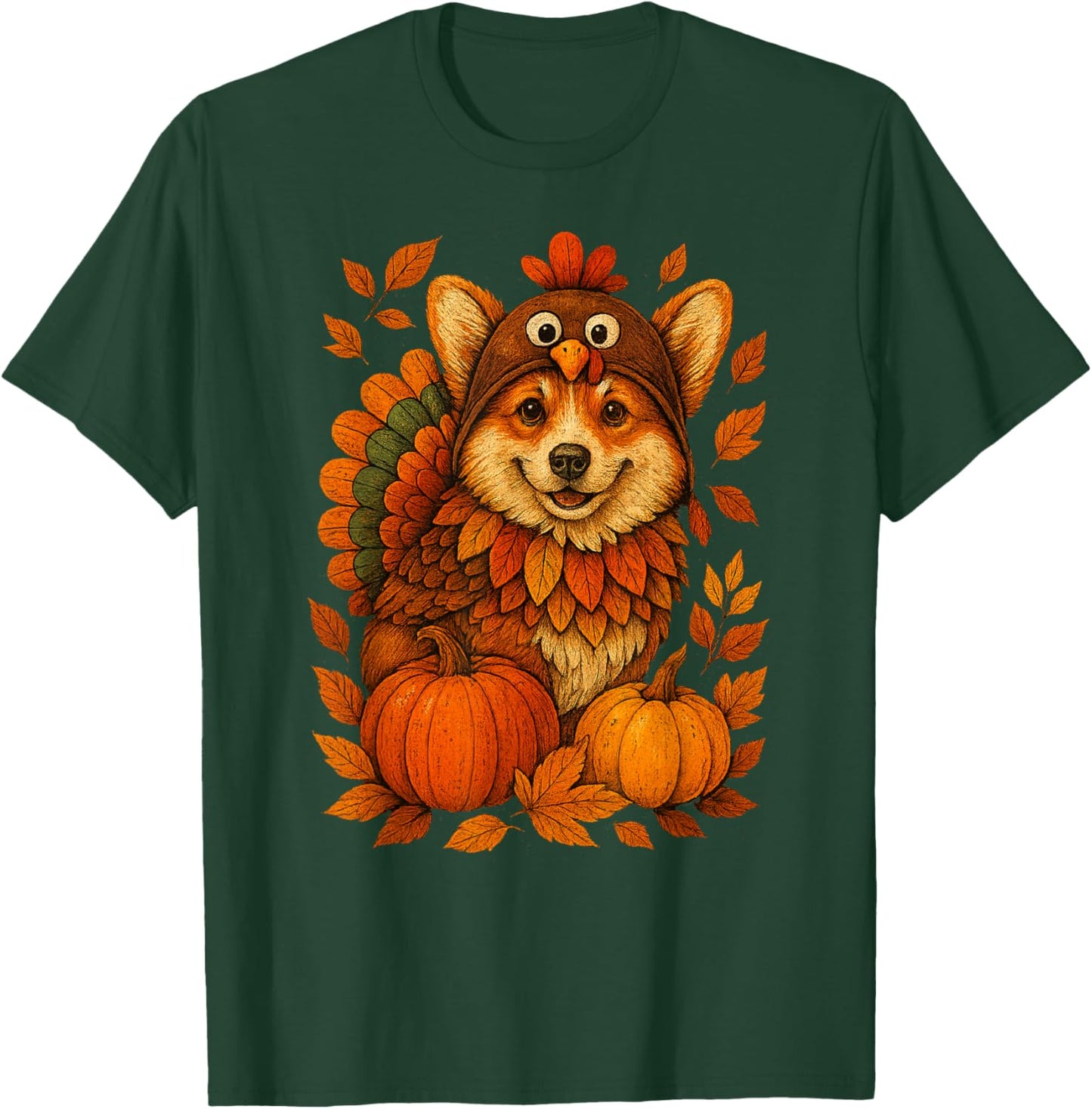 Corgi Dog Turkey Thanksgiving Costume Toddler T-Shirt - T-Shirt | Forest
