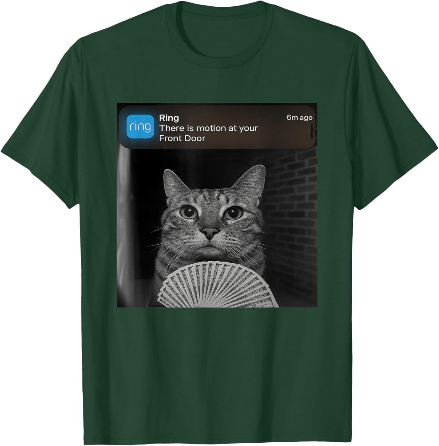 Ring There is Motion at Your Front Door Funny cat Meme T-Shirt - T-Shirt | Forest