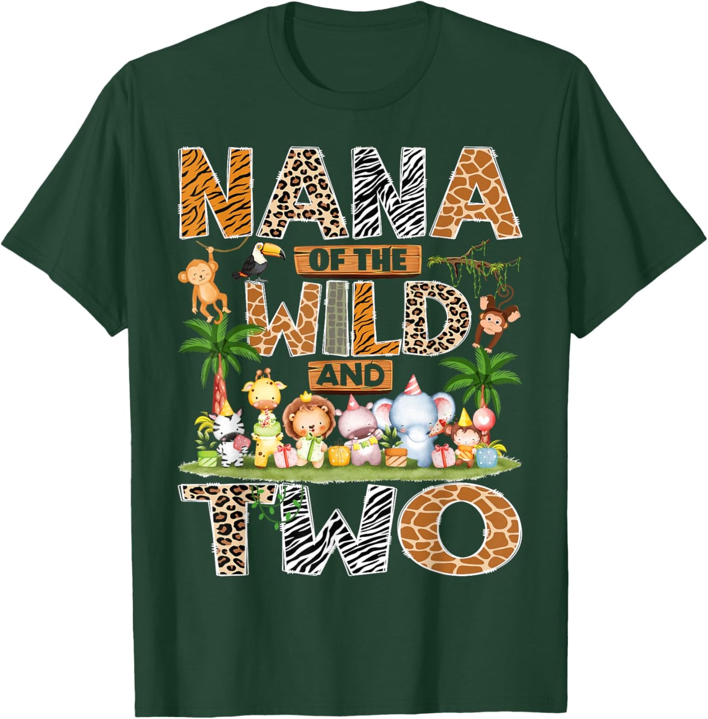 Nana of The Wild & Two 2nd Birthday Boy Safari Jungle T-Shirt - T-Shirt | Forest