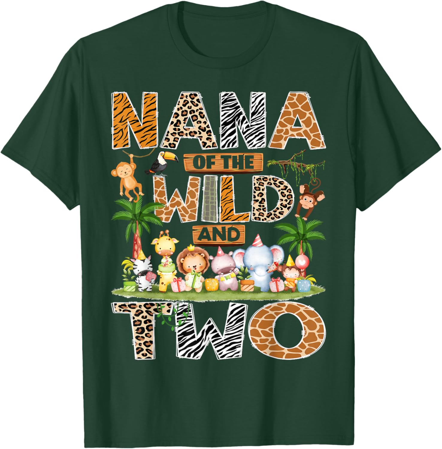 Nana of The Wild & Two 2nd Birthday Boy Safari Jungle T-Shirt - T-Shirt | Forest