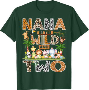 Nana of The Wild & Two 2nd Birthday Boy Safari Jungle T-Shirt - T-Shirt | Forest