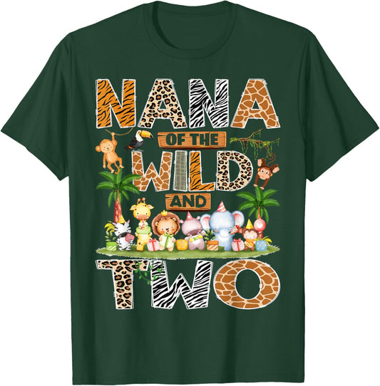 Nana of The Wild & Two 2nd Birthday Boy Safari Jungle T-Shirt - T-Shirt | Forest