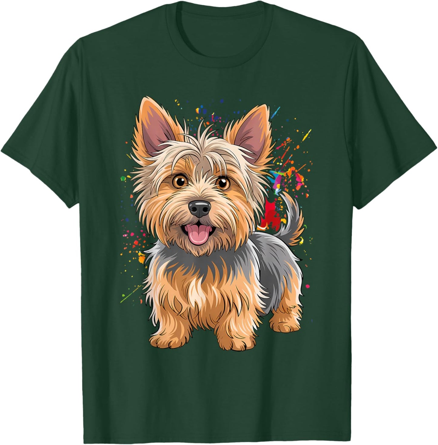 Watercolor Colorful Australian Silky Terrier Dog T-Shirt - T-Shirt | Forest