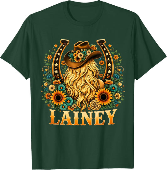 Girl Lainey Name Personalized Name Cowgirl Western T-Shirt - T-Shirt | Forest