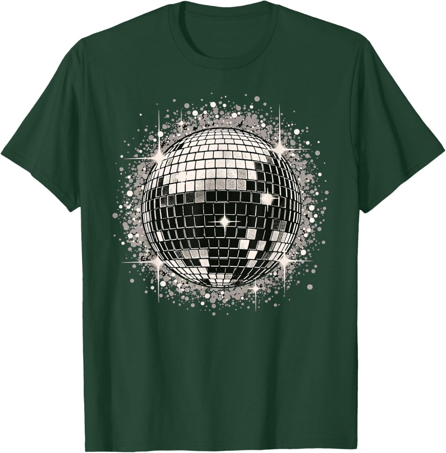Black & White Disco Ball Retro Party T-Shirt - T-Shirt | Forest