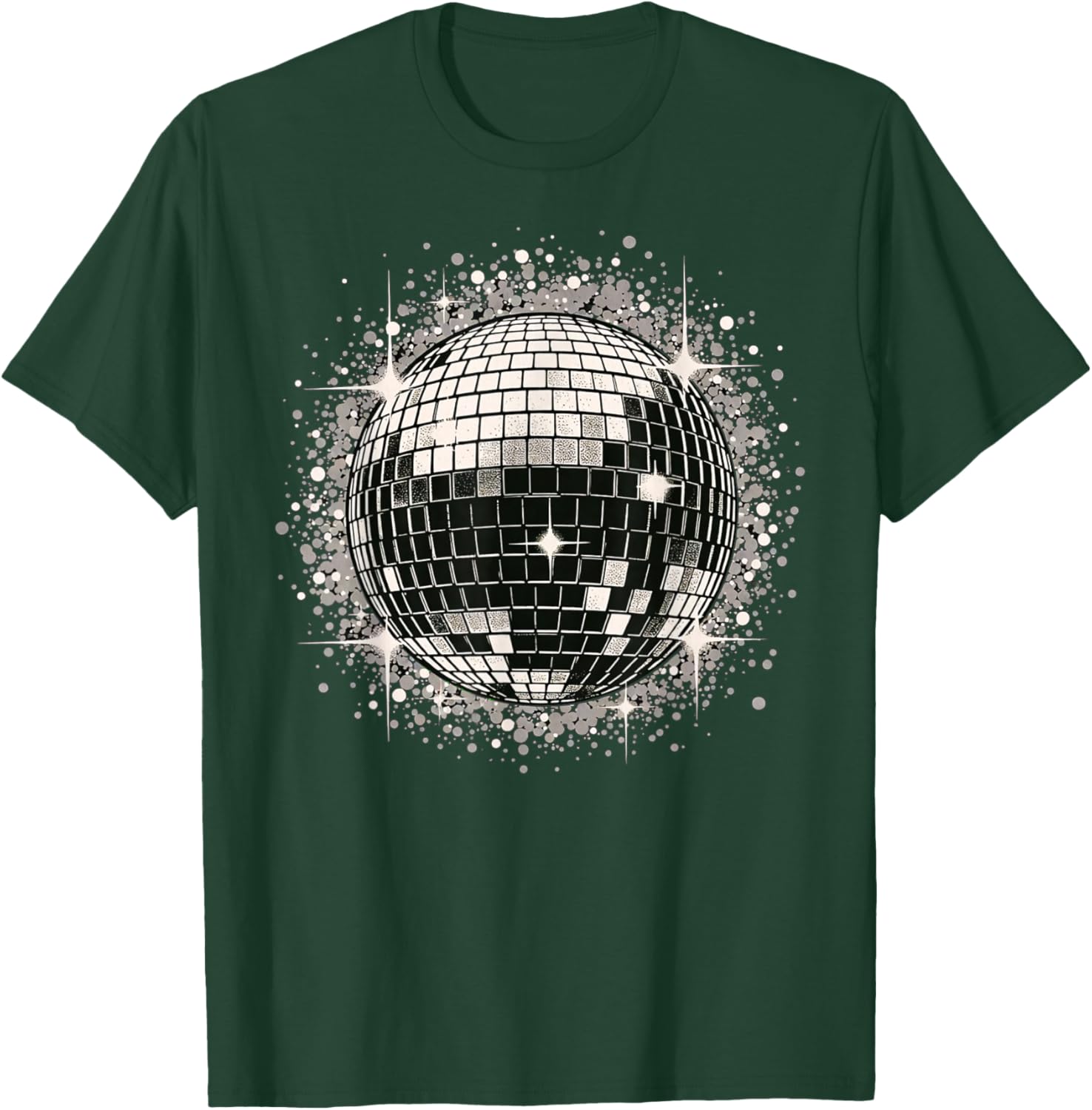 Black & White Disco Ball Retro Party T-Shirt - T-Shirt | Forest