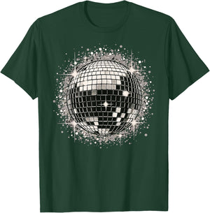 Black & White Disco Ball Retro Party T-Shirt - T-Shirt | Forest