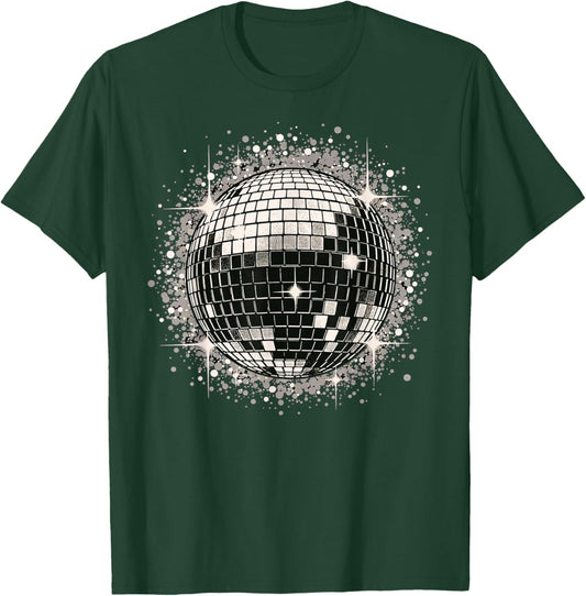 Black & White Disco Ball Retro Party T-Shirt - T-Shirt | Forest