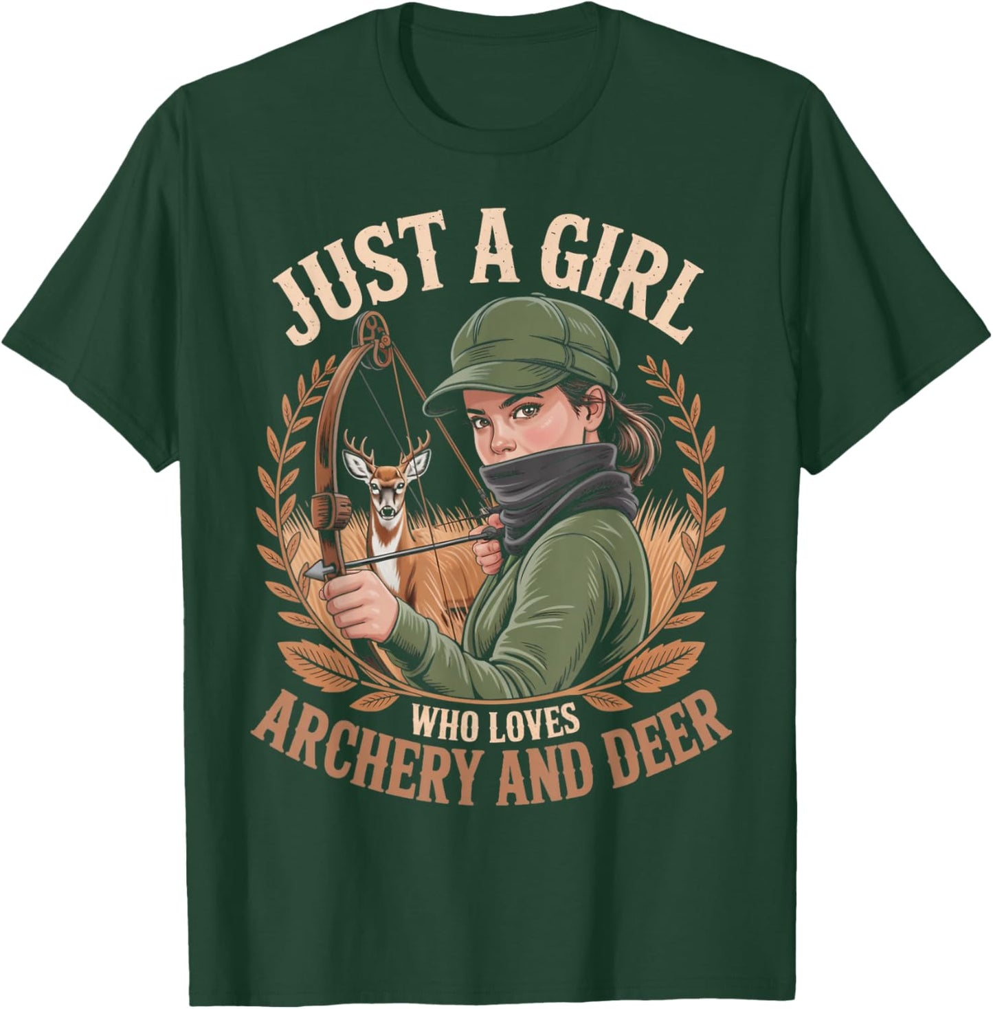 Archery and Deer Compound Bowhunter Bow Hunting Girl Archery T-Shirt - T-Shirt | Forest