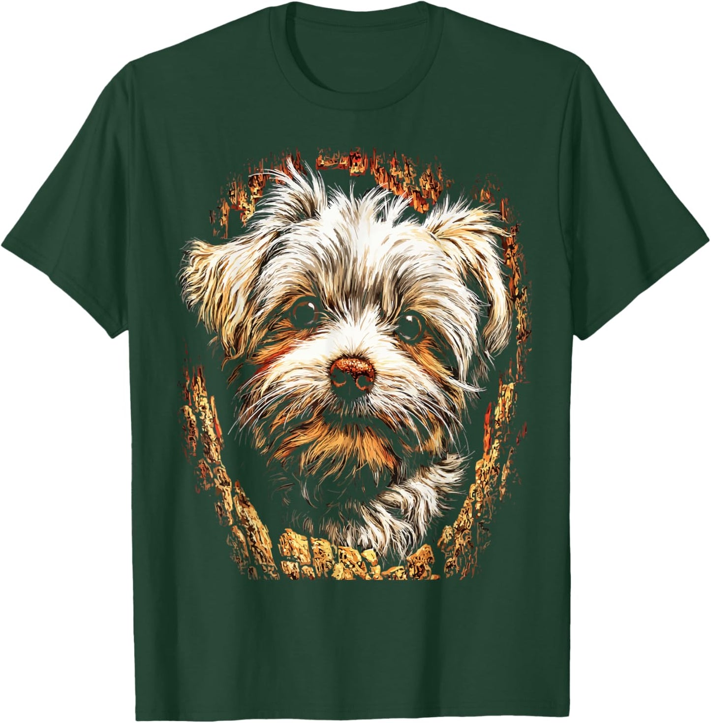 Colorful Maltese Dog Lover Autumn Aesthetic Fall Graphic T-Shirt - T-Shirt | Forest