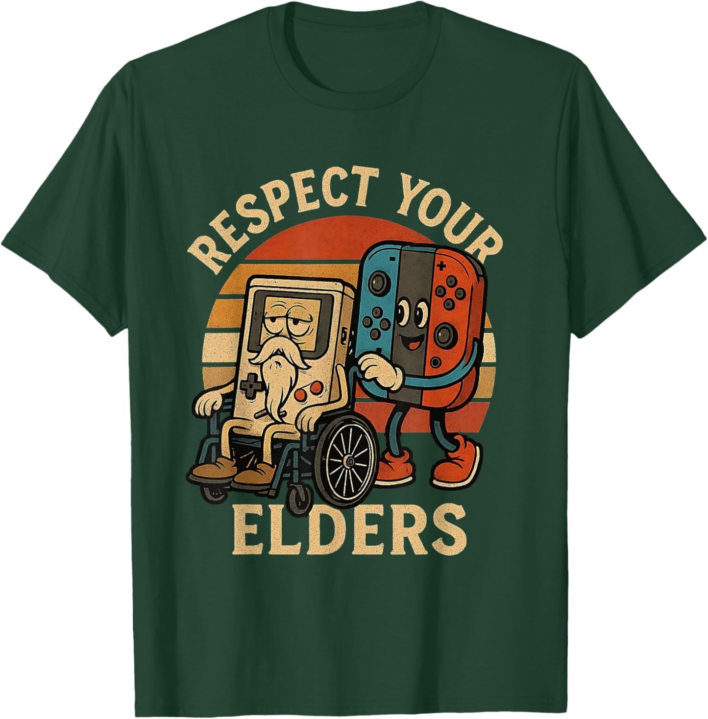 Respect Your Elders Funny Retro Gaming Tech Quote T-Shirt - T-Shirt | Forest