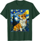 Welsh Corgi Dog Van Gogh Starry Night Graphic T-Shirt - T-Shirt | Forest