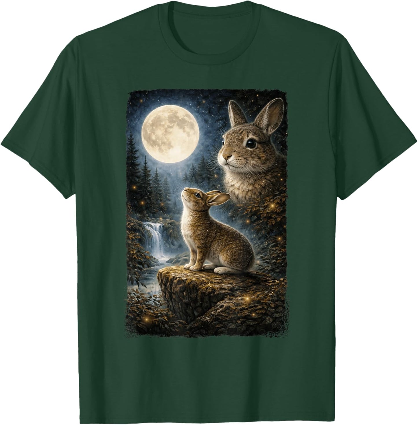 Funny Bunny Art Design Rabbit Howling at The Moon T-Shirt - T-Shirt | Forest