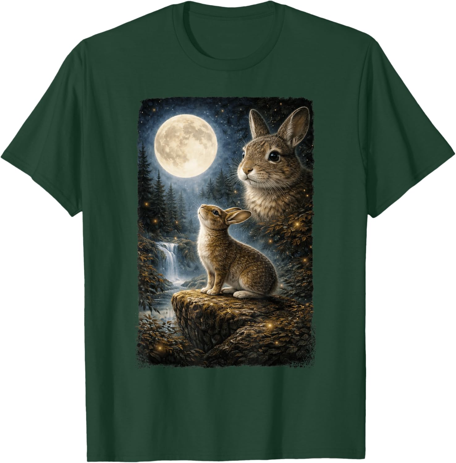 Funny Bunny Art Design Rabbit Howling at The Moon T-Shirt - T-Shirt | Forest