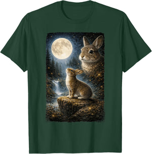 Funny Bunny Art Design Rabbit Howling at The Moon T-Shirt - T-Shirt | Forest