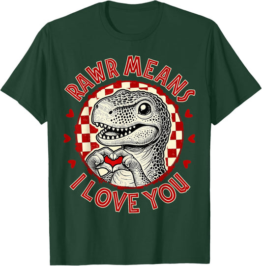 Rawr Means I Love You Trex Dino Valentines Toddler Boy Kids T-Shirt - T-Shirt | Forest